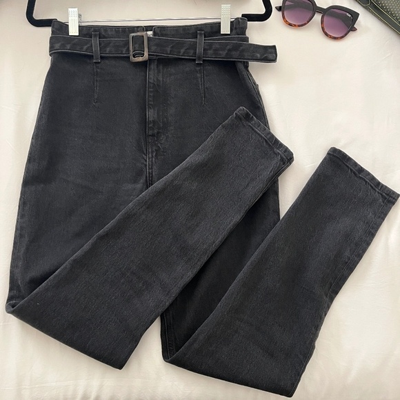 Reformation Kayo high + skinny jean (w/ belt!) | Size 28 | Washed Black (Erie) - Picture 2 of 15